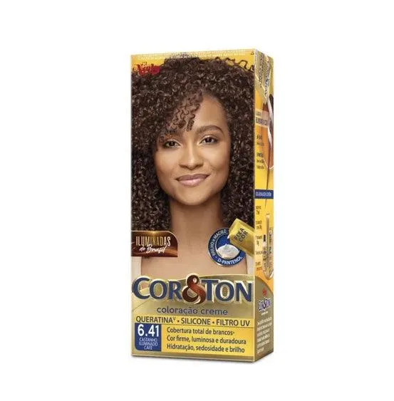 Kit Tintura Cor E Ton 6.41 Castanho Iluminado