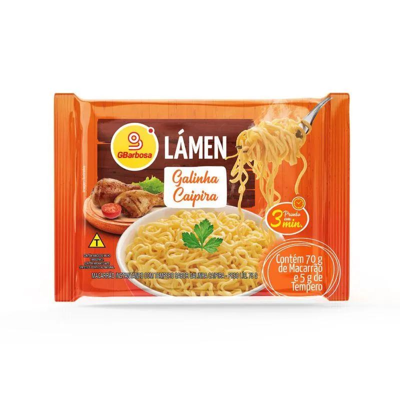 Macarrão Instantâneo GBarbosa Galinha Caipira Pacote 75g