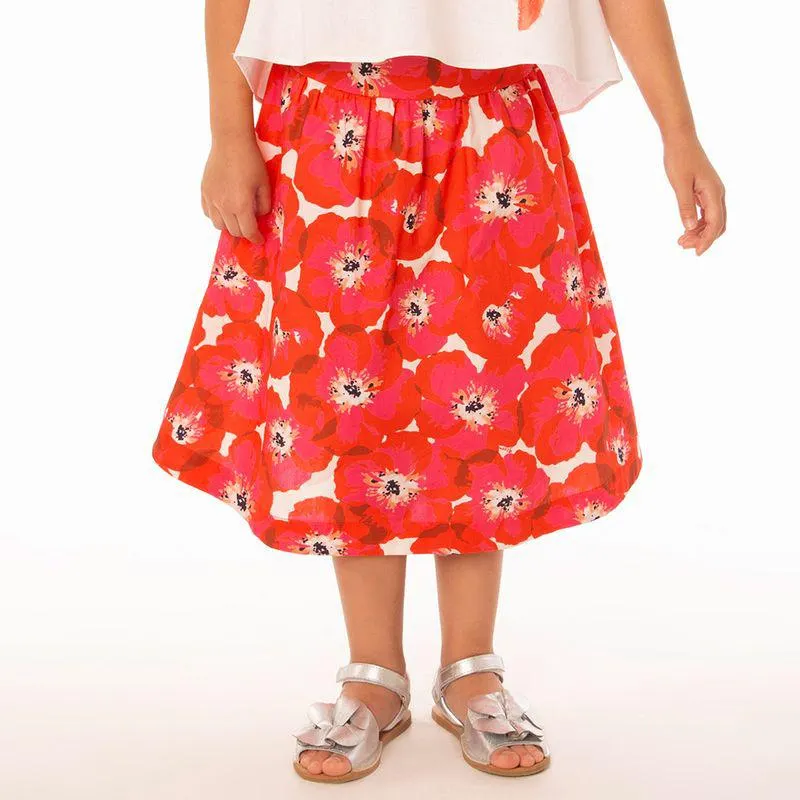 Saia Infantil Menina Poppy Flower Vermelha