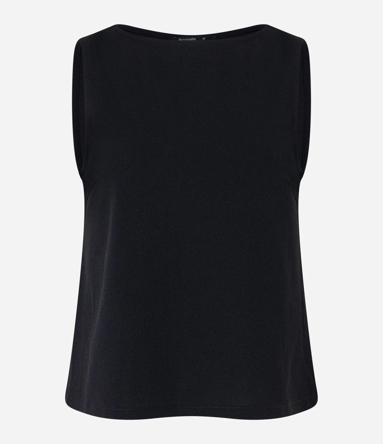 Blusa Sem Manga em Crepe com Abotoamento Preto