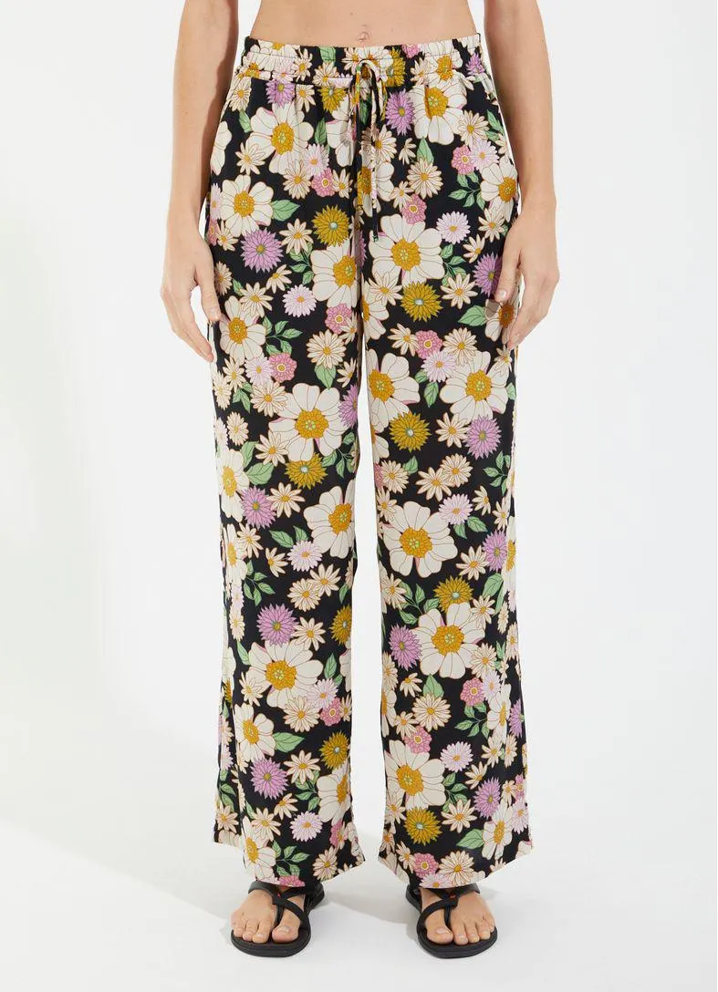 Calça ampla estampada florida