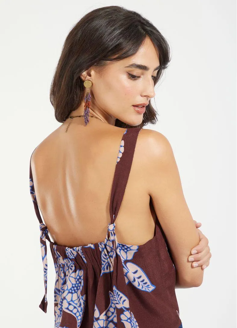 Blusa alça estampada floral vintage