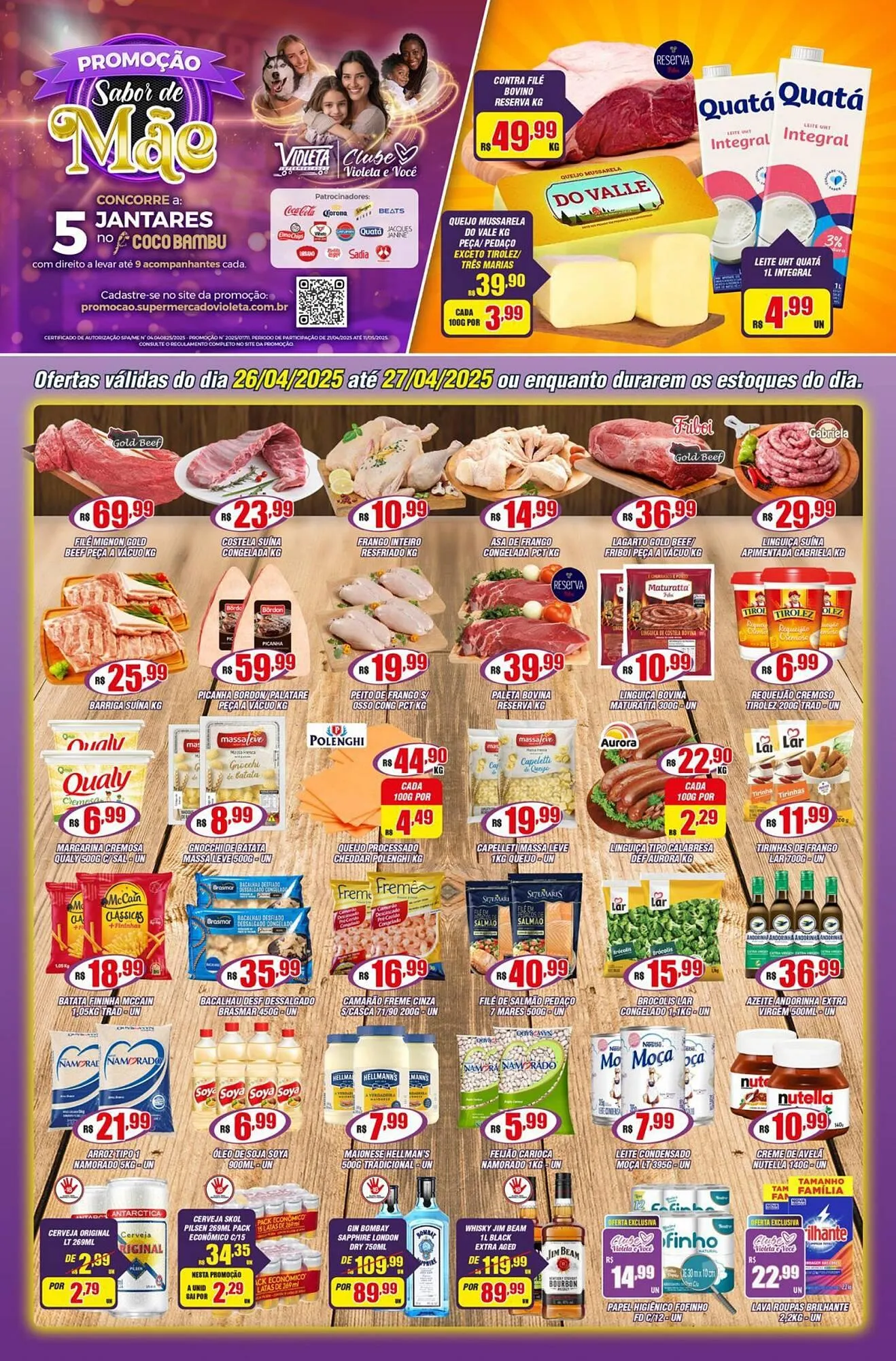 Encarte de Catálogo Violeta Supermercados 25 de abril até 27 de abril 2025 - Pagina 1