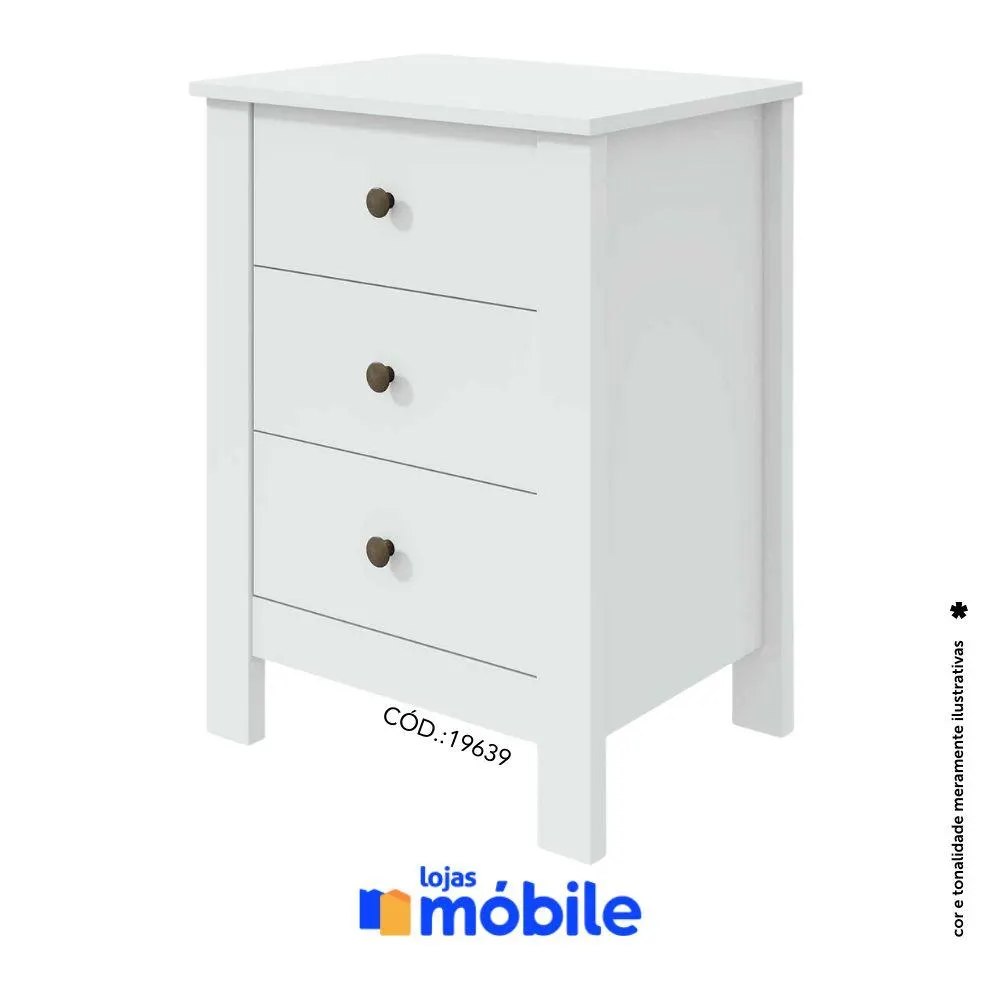 Mesa de Cabeceira 50x66cm 3 Gavetas (19639)