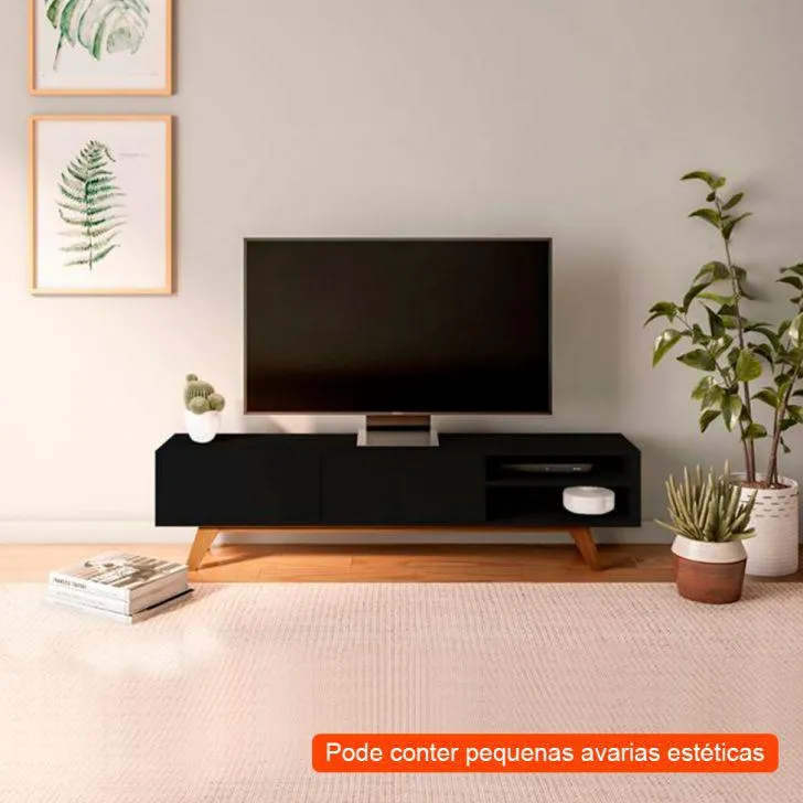 [OUTLET] Rack Cento II Preto e Marrom 160 cm