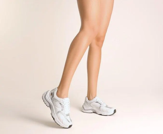 Tênis Chunky Branco e Prata Sporty