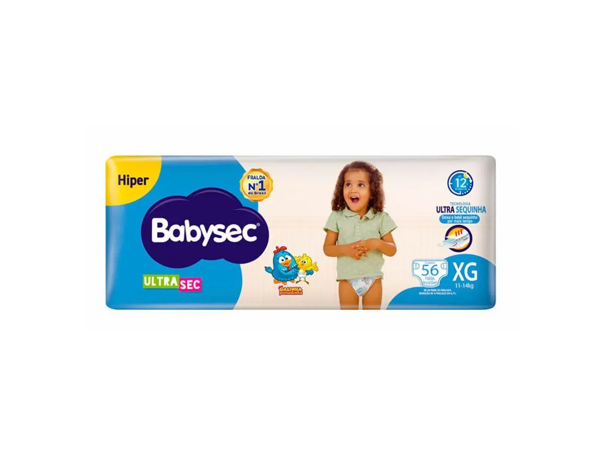 Fralda Babysec Ultrasec Hiper Galinha Pintadinha XG 56 Unidades