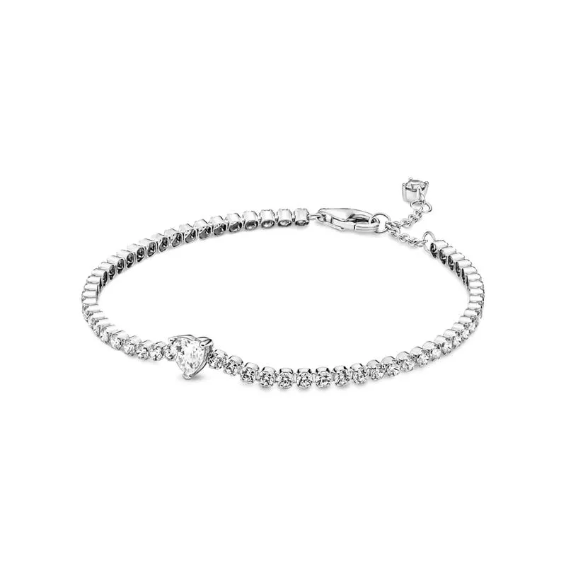 Brazalete En Plata De Ley Corazón Brillante