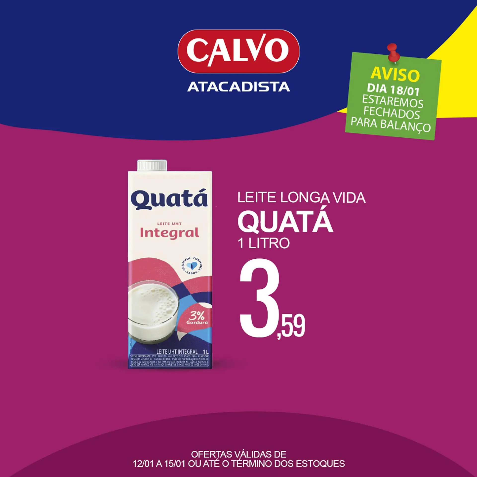 Encarte de Folheto Calvo Atacadista 13 de janeiro até 15 de janeiro 2026 - Pagina 1