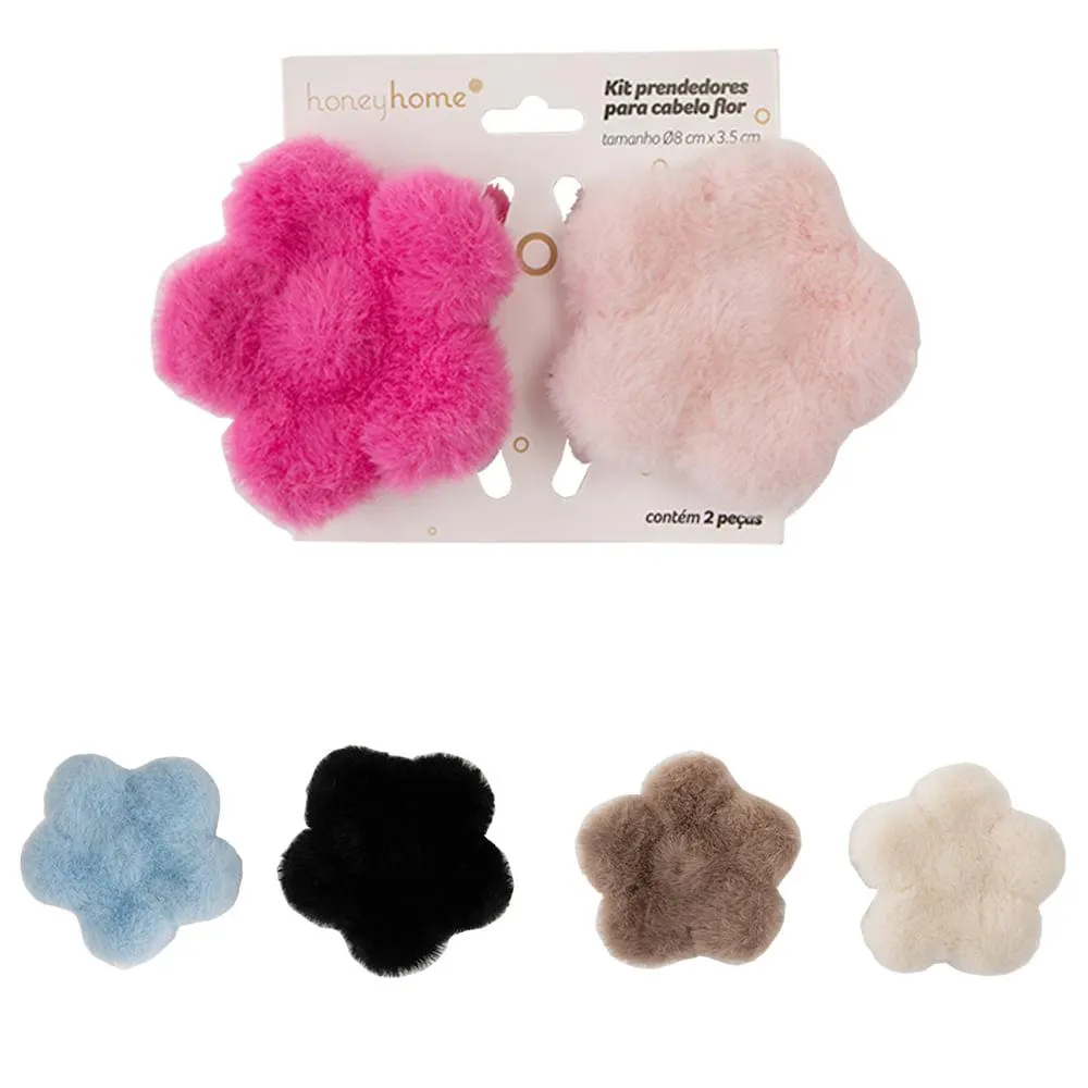 Presilha de Pluma Para Cabelo Flor Poliéster, Plástico PS 8x8x4,5cm LM4237 - honeyhome