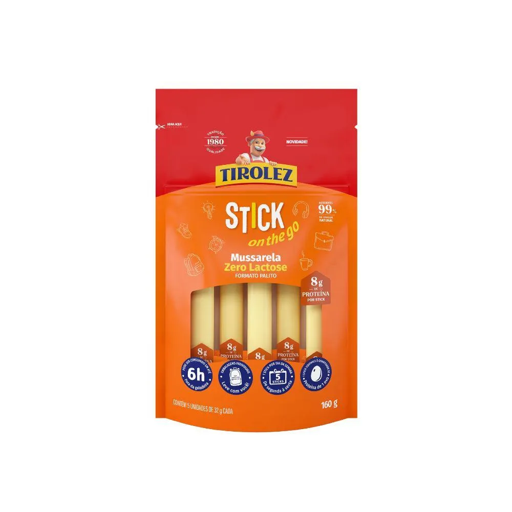 Queijo muçarela Tirolez stick 160g zero lactose