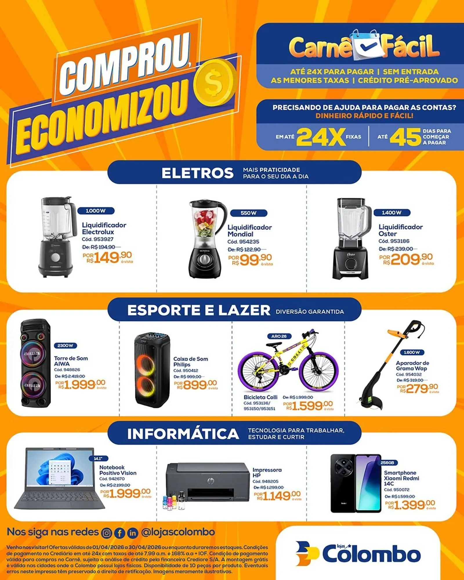 Encarte de Folheto Lojas Colombo 1 de abril até 30 de abril 2026 - Pagina 4