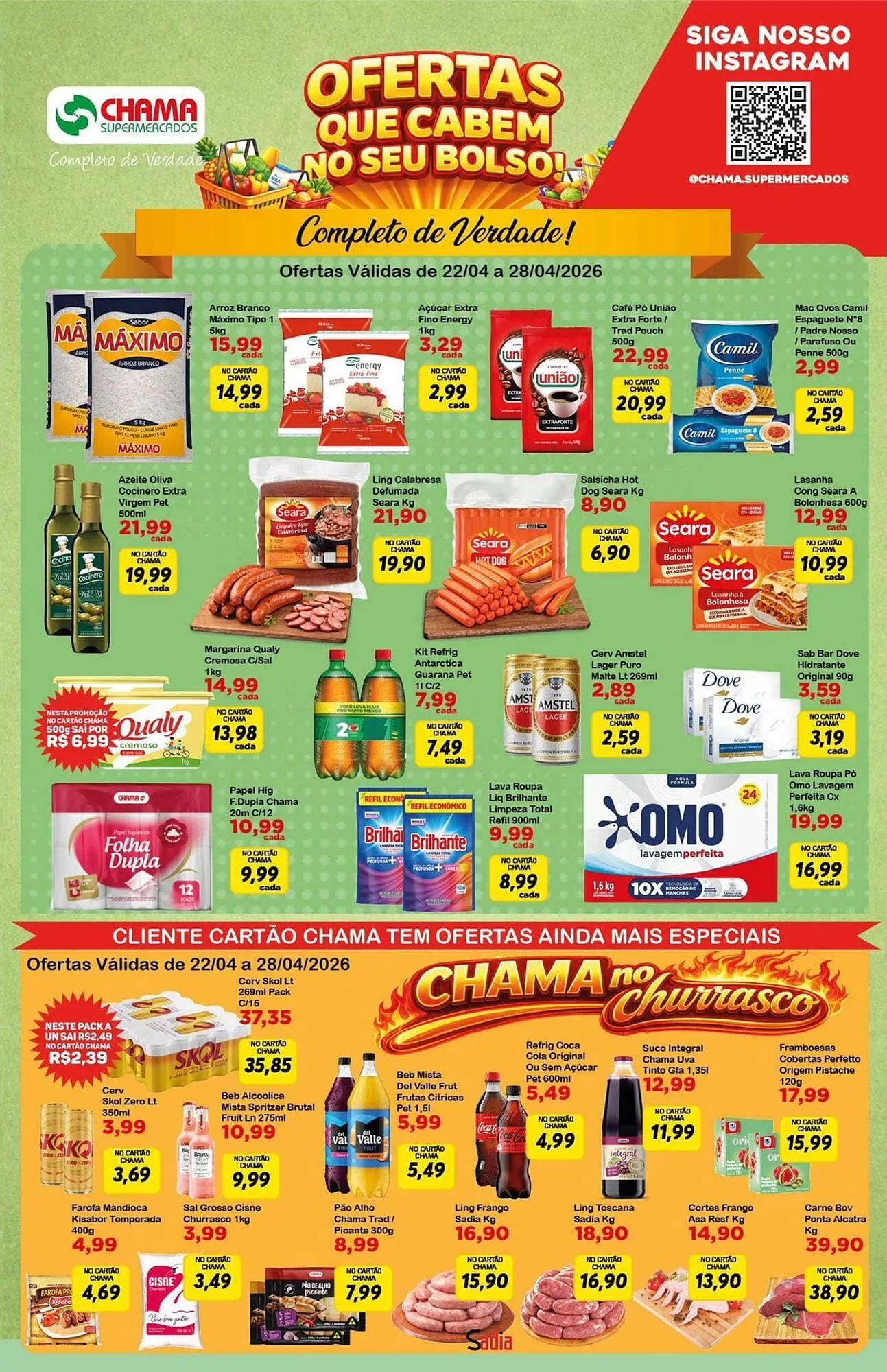 Encarte de Catálogo Chama Supermercados 22 de abril até 28 de abril 2026 - Pagina 1