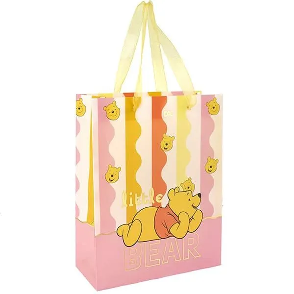 Sacola para presente M, Ursinho Pooh Disney, com alça de seda, 4858, DAC - PT 1 UN