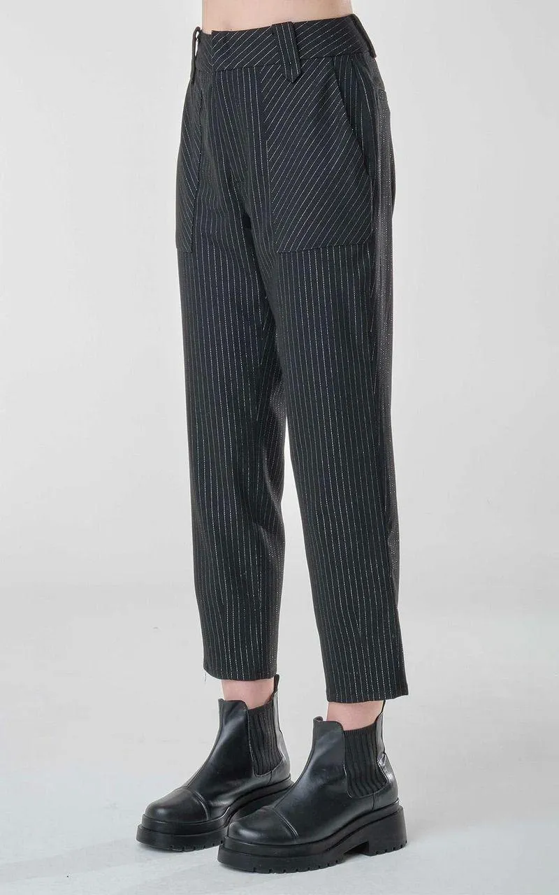 Calça Alfaiataria Reta Com Bolsos Feminina - PRETO