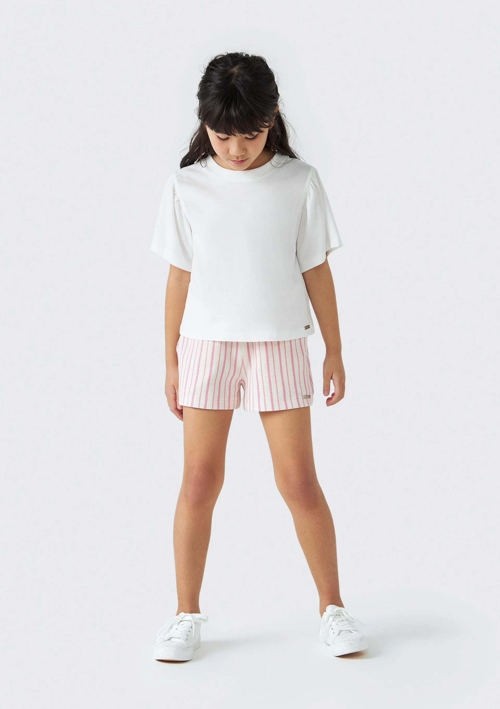 Shorts Básico Infantil Menina Clochard Em Fio Tinto - Rosa