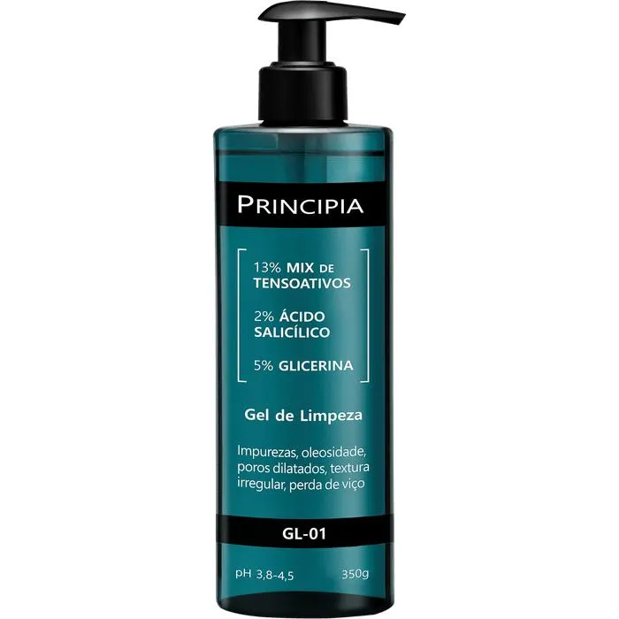 Gel de Limpeza Facial Principia GL-01 13% Tensoativos + 2% Ácido Salicílico + 5% Glicerina 350ml