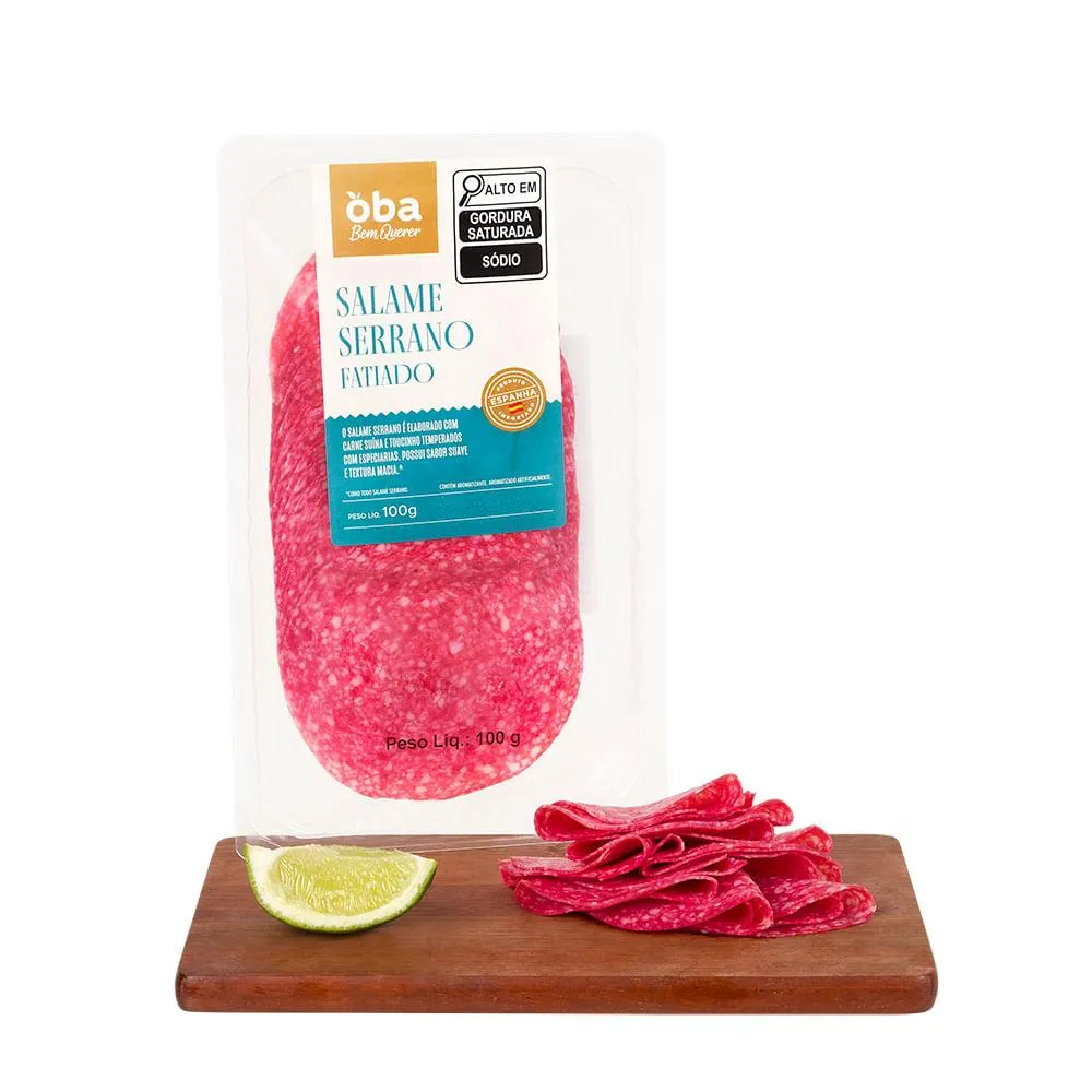 Salame Serrano Espanhol Fatiado Oba Bem Querer 100 G | Oba Hortifruti