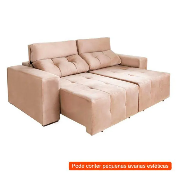 [OUTLET] Sofá 3 Lugares Retrátil e Reclinável Roma Suede Bege