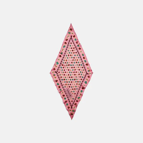 Lenço Floral Diamond Coach - Rosa
