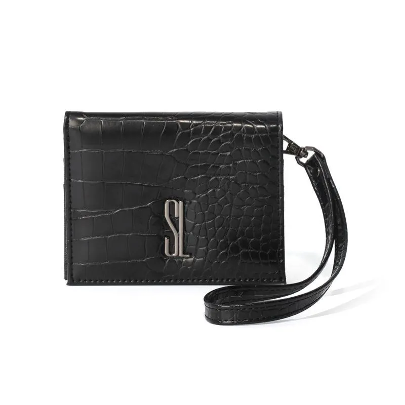 Carteira Croco Alto Brilho Preto