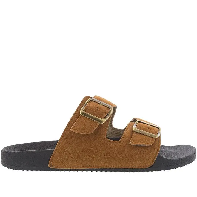 Sandália Mac & Jac Flatform Fivela Camurça Caramelo