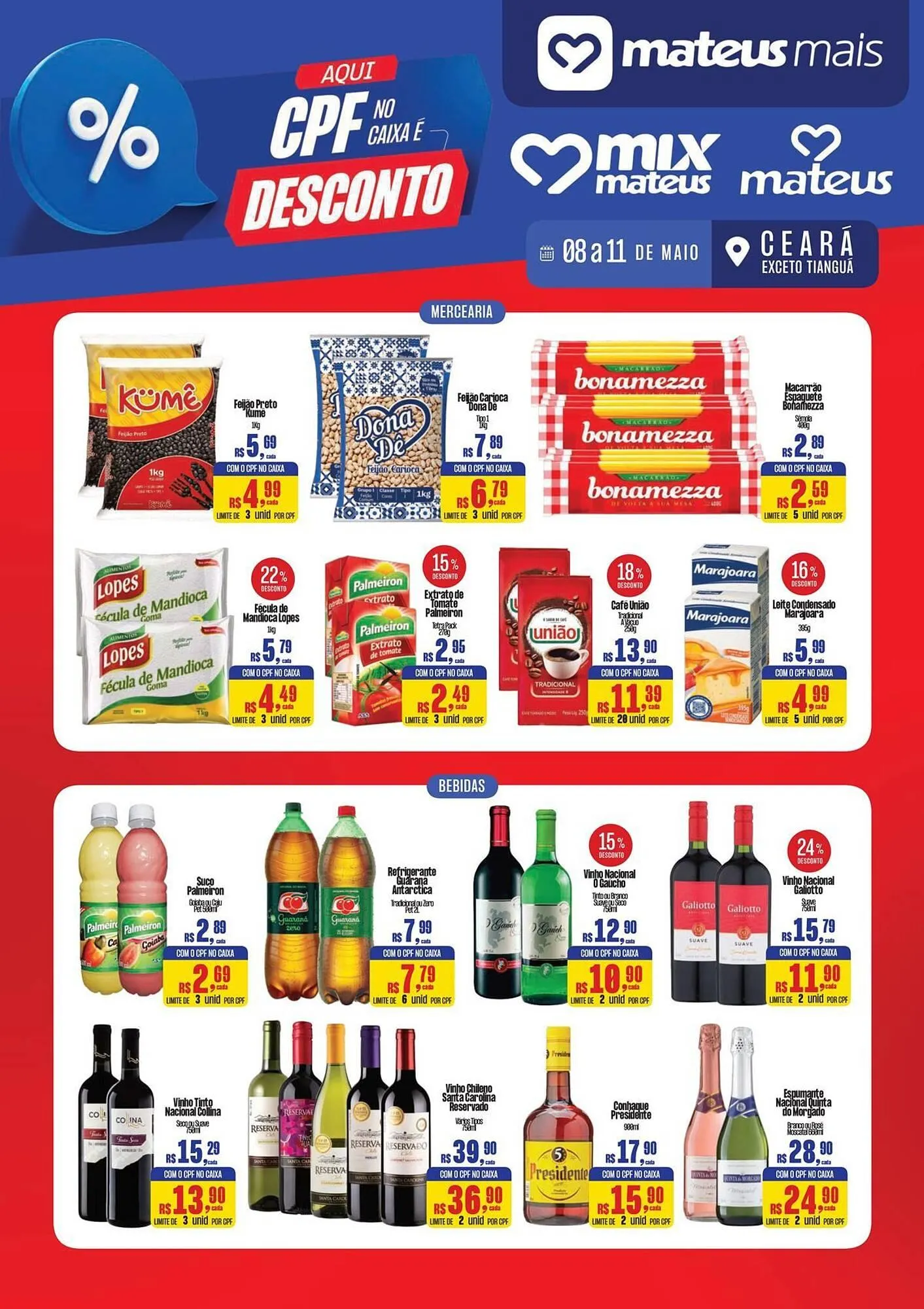 Encarte de Catálogo Supermercados Mateus 8 de maio até 11 de maio 2026 - Pagina 1