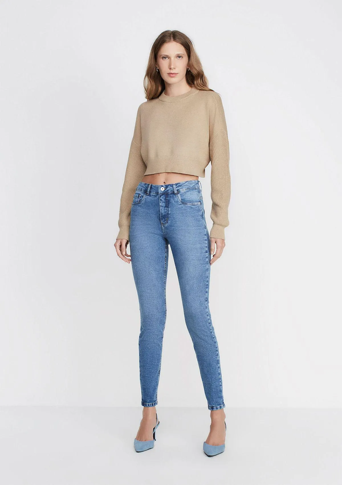 Calça Jeans Skinny Slim Cintura Média - Azul