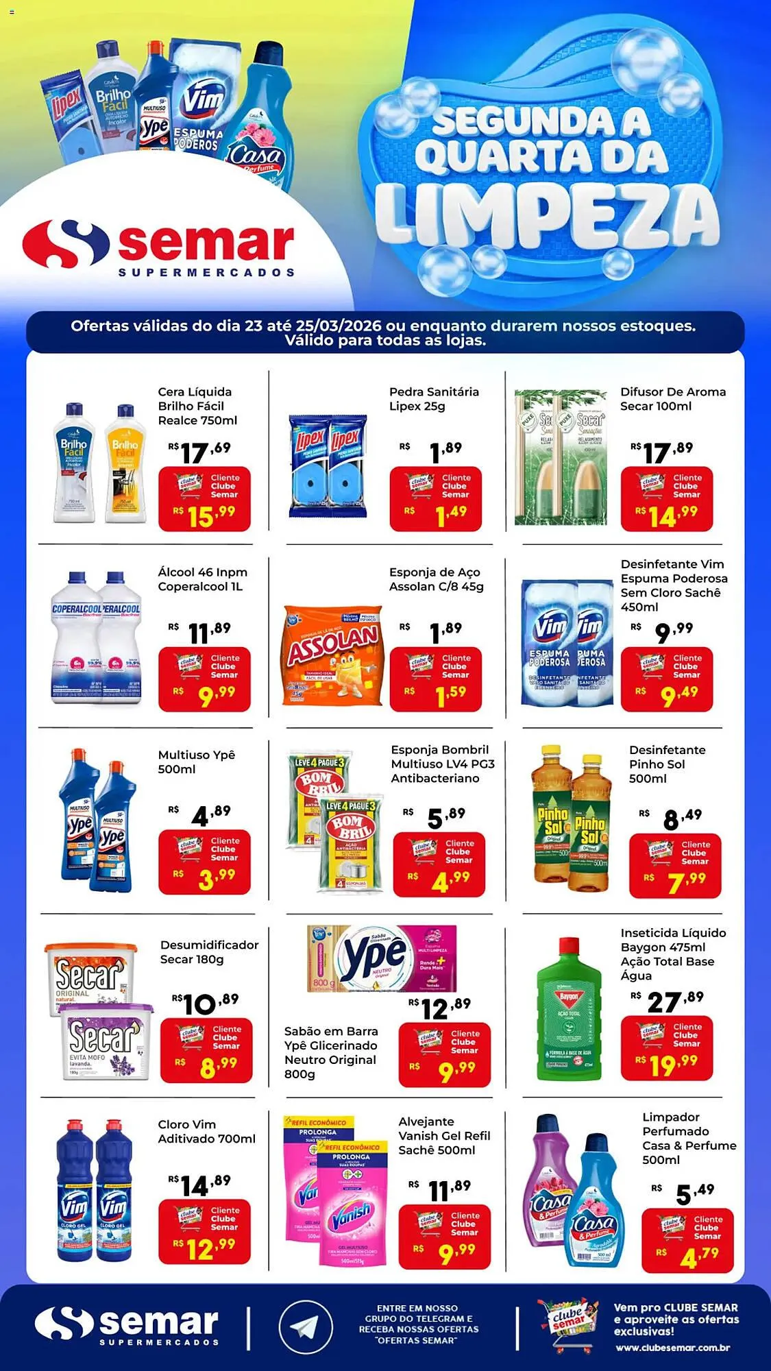 Encarte de Folheto Semar Supermercado 23 de março até 25 de março 2026 - Pagina 1