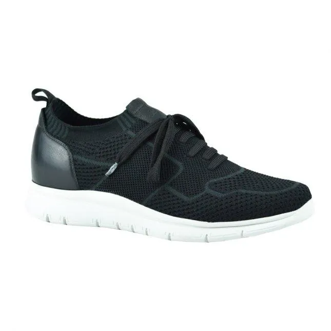Tênis Masculino Preto Knit Couro