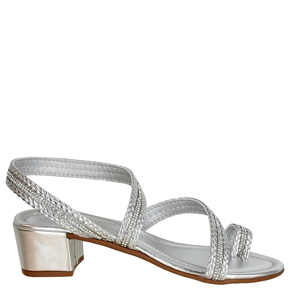 SANDALIA SALTO BLOCO TRANCA COM STRASS DI SANTINNI