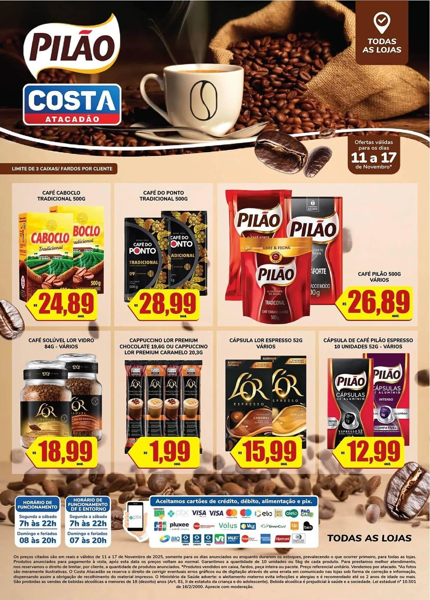 Encarte de Tabloide Costa Atacadão 11 de novembro até 17 de novembro 2025 - Pagina 1