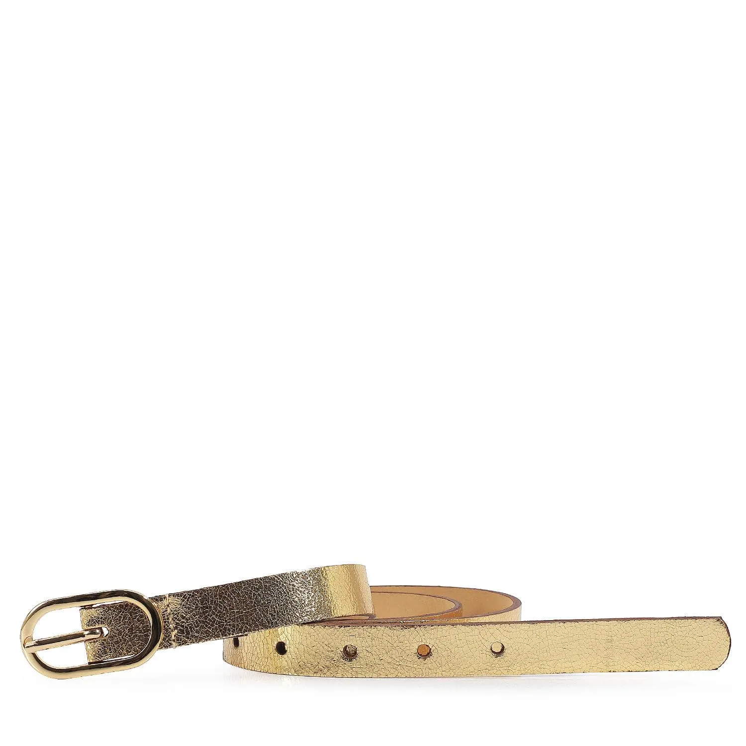 Cinto Couro Craquele Ouro