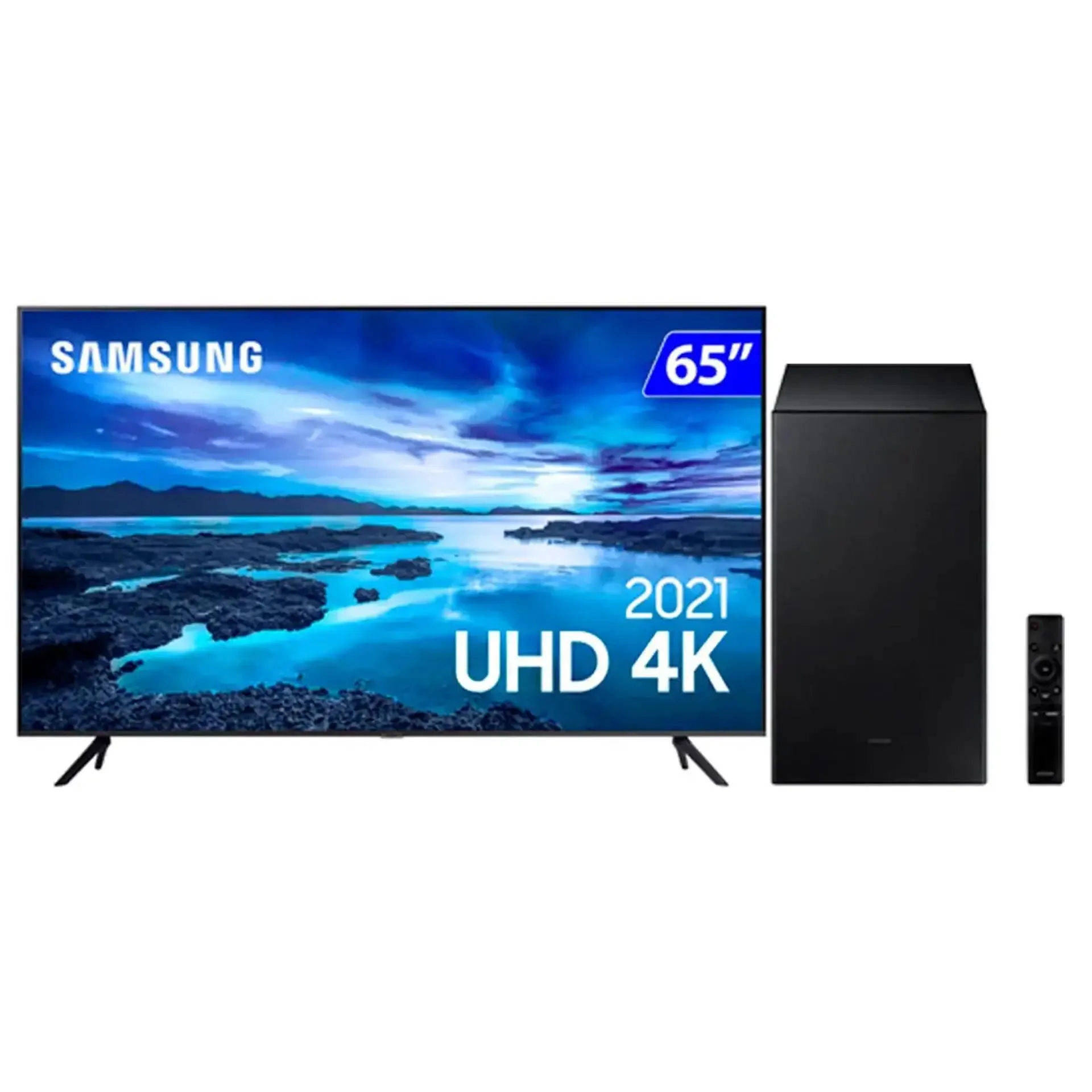 Smart TV LED 65" UHD 4K Tizen UN65AU7700 + Soundbar HW-T555 410W Samsung