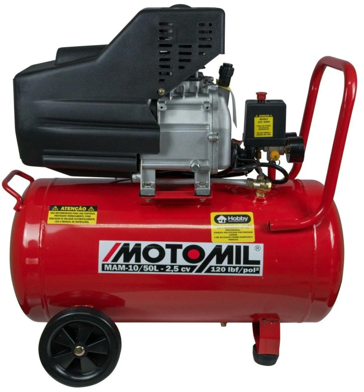 Compressor de Ar Motomil MAM-10/50L 2,5HP Monofásico 110V/220V