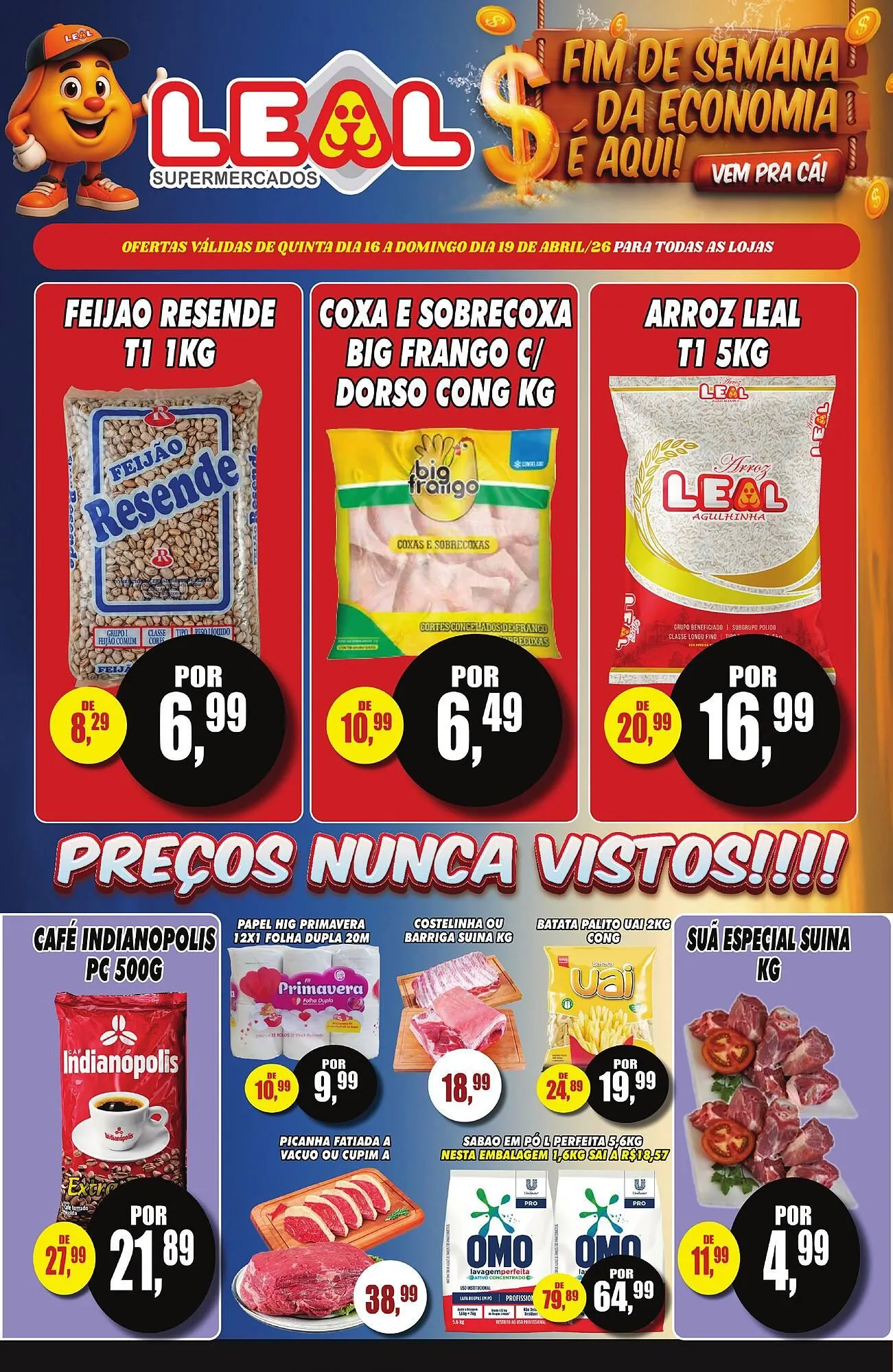Encarte de Folheto Supermercado leal 16 de abril até 19 de abril 2026 - Pagina 1