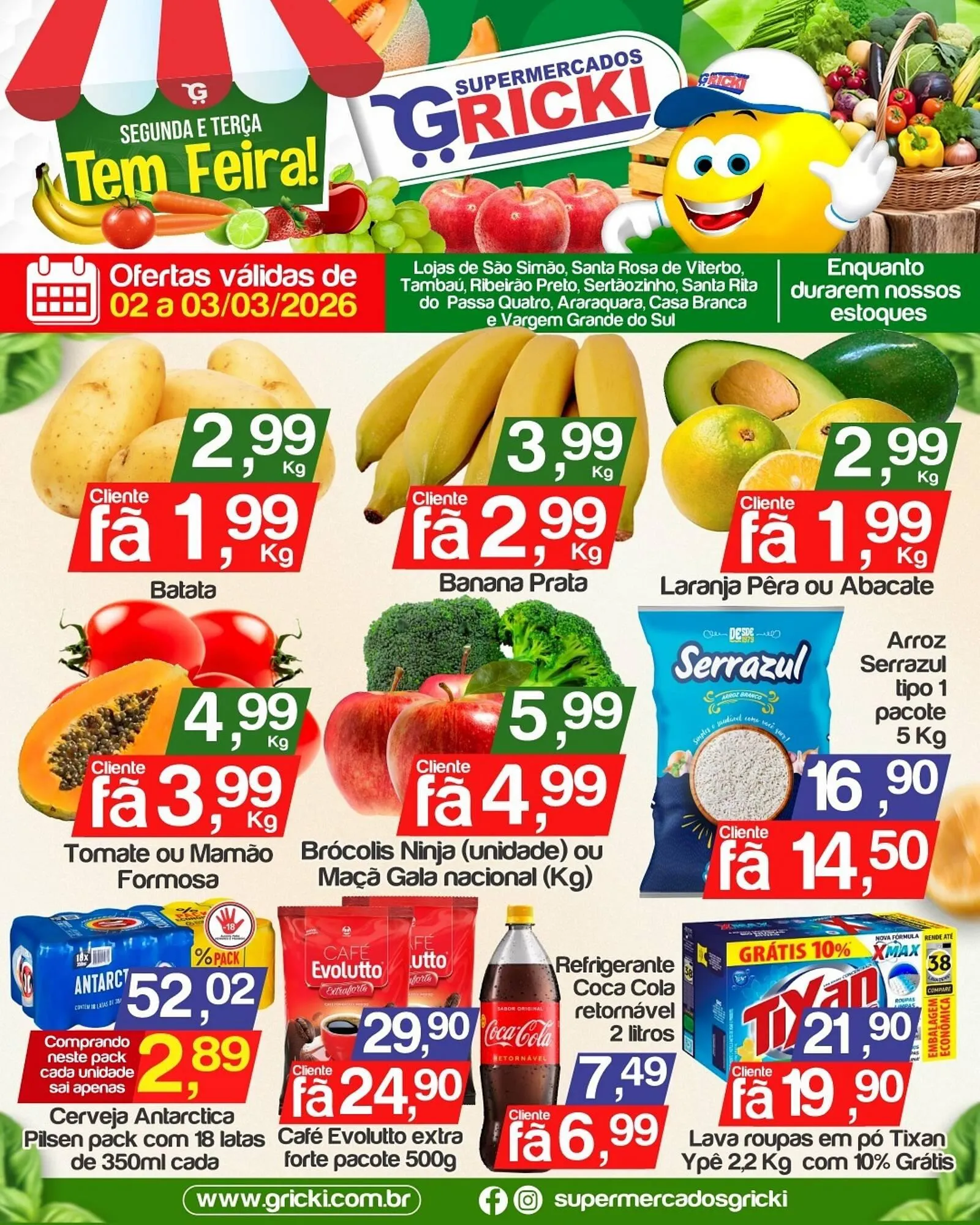 Encarte de Catálogo Supermercados Gricki 2 de março até 3 de março 2026 - Pagina 1