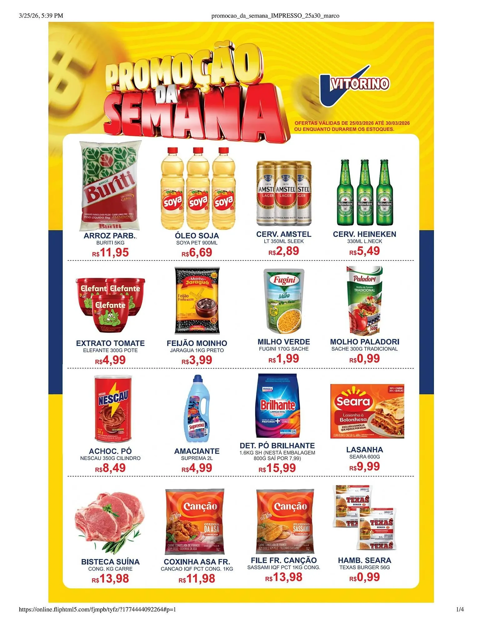 Encarte de Catálogo Supermercado Vitorino 25 de março até 30 de março 2026 - Pagina 1
