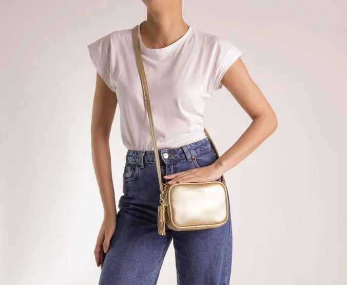 Bolsa Tiracolo Dourada Barbicacho Pequena