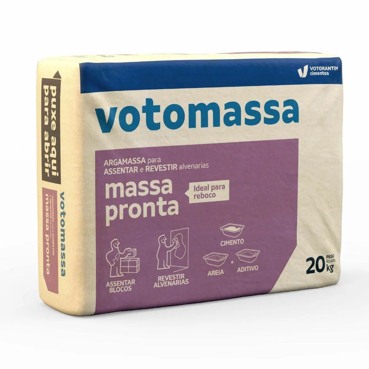 Argamassa para Assentar e Revestir Massa Pronta 20kg Votomassa Votorantin