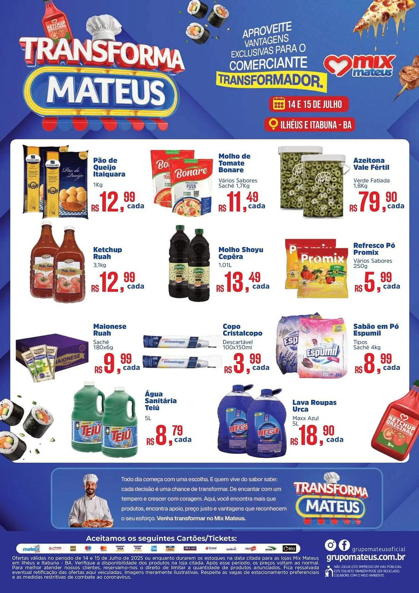 Encarte de Catálogo Supermercados Mateus 14 de julho até 15 de julho 2025 - Pagina 1