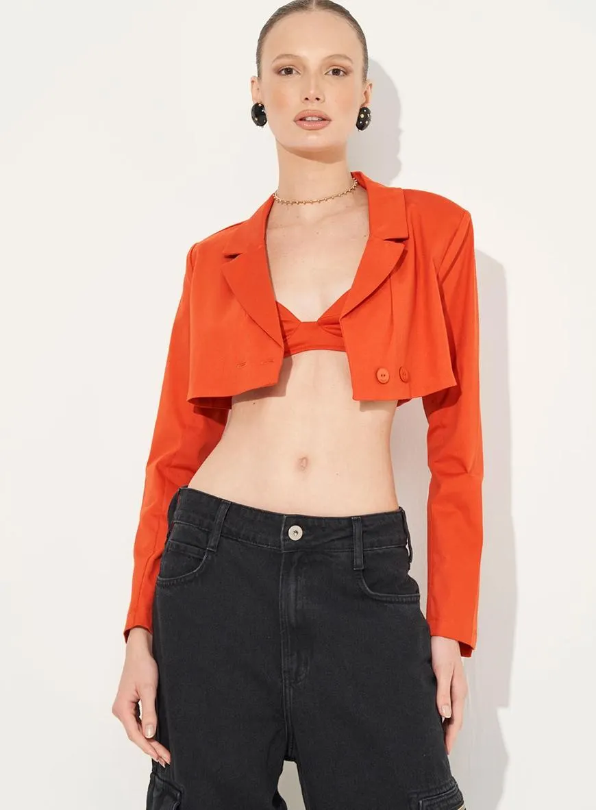 Blazer Cropped Com Ombreiras