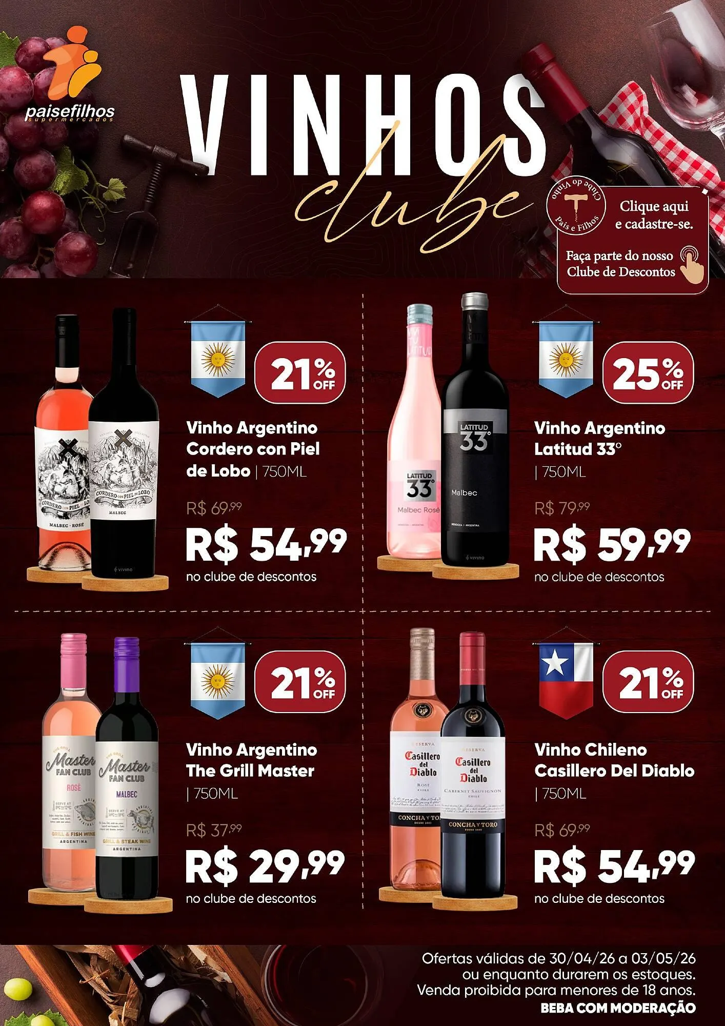 Encarte de Catálogo Pais e Filhos Supermercados 1 de maio até 3 de maio 2026 - Pagina 1