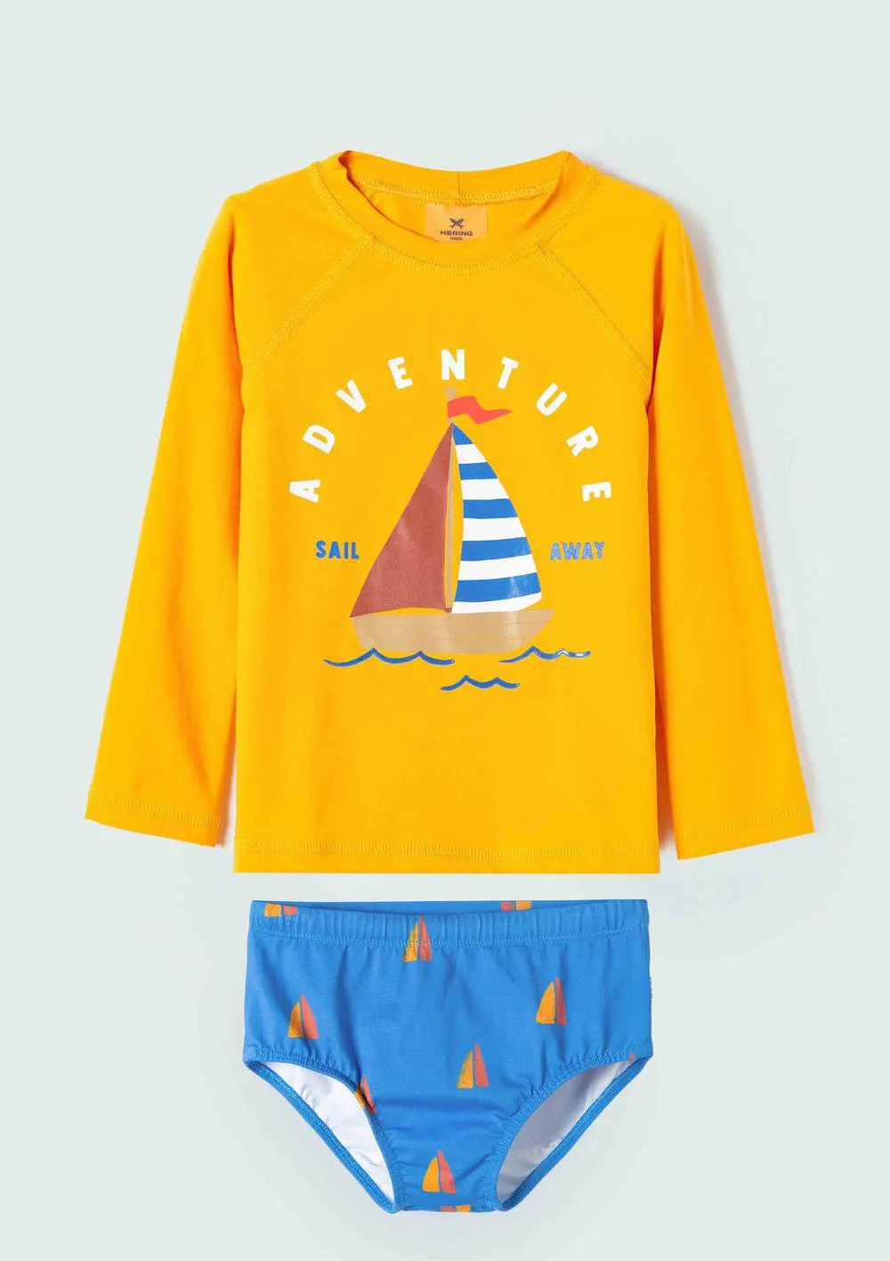 Conjunto Praia Infantil Menino Toddler Com Proteção Solar - Amarelo