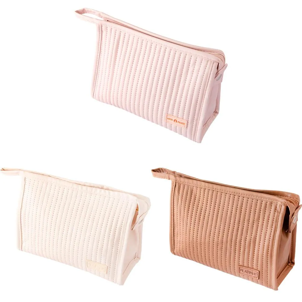 Necessaire Platina Poliéster Sortido 22,3x8x15,5cm CB3490 - Moment