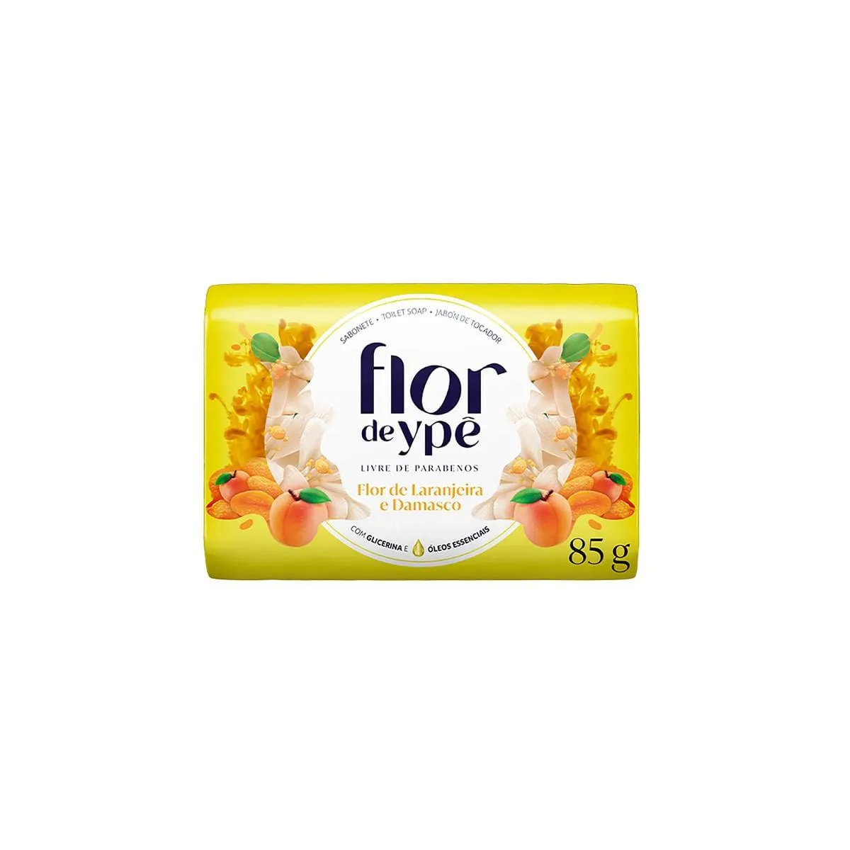 Sabonete Flor De Ypê Suave - Amarelo - Flor De Laranjeira e Damasco 85G - Glicerina e Óleos Essenciais