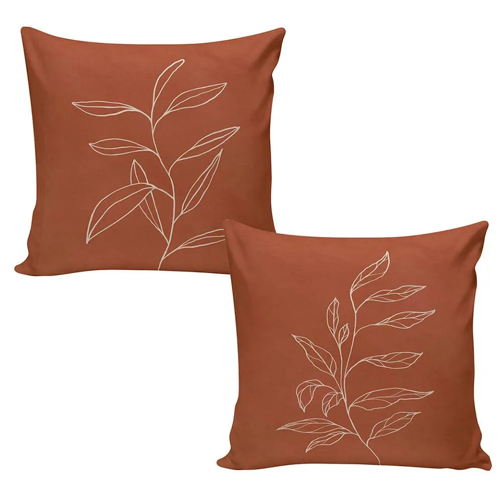 Kit 2 Capas de Almofadas Veludo Estampada Poliéster Marrom Sortida 43x43cm CALW5065 - Nsw