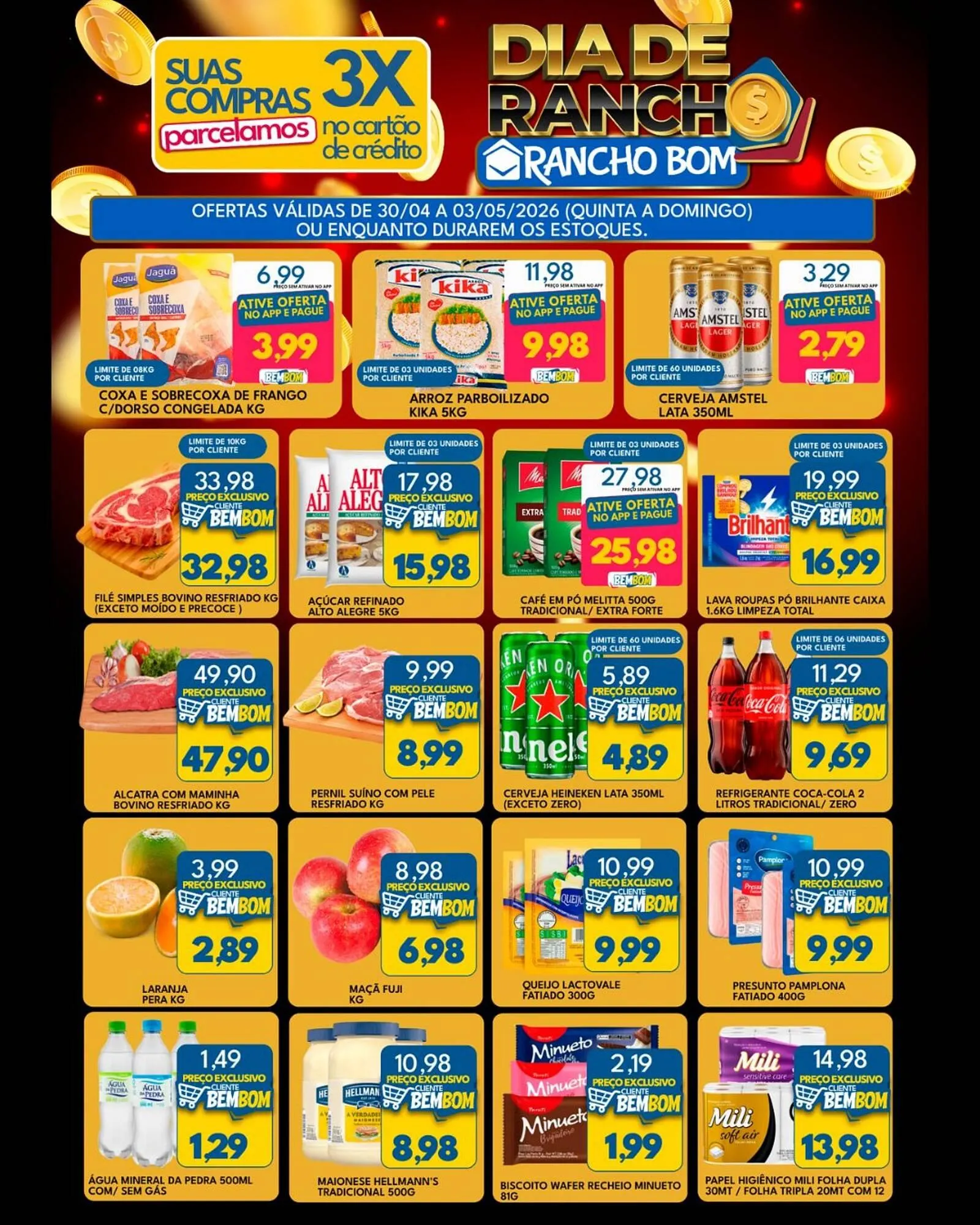 Encarte de Catálogo Rancho Bom Supermercados 30 de abril até 3 de maio 2026 - Pagina 1