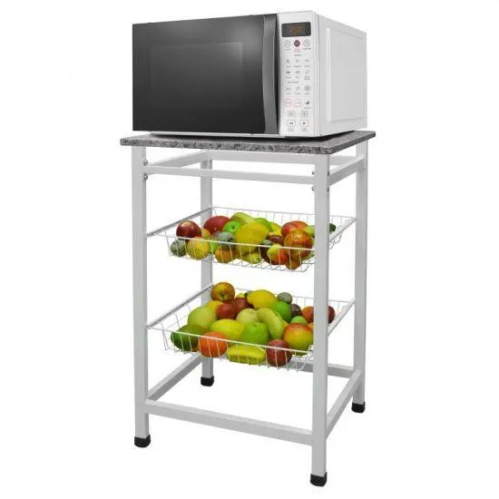 Fruteira Açomix Jumbo - Tampo de Granito - Branco