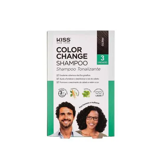 Shampoo Tonalizante Kiss NY Preto C/3